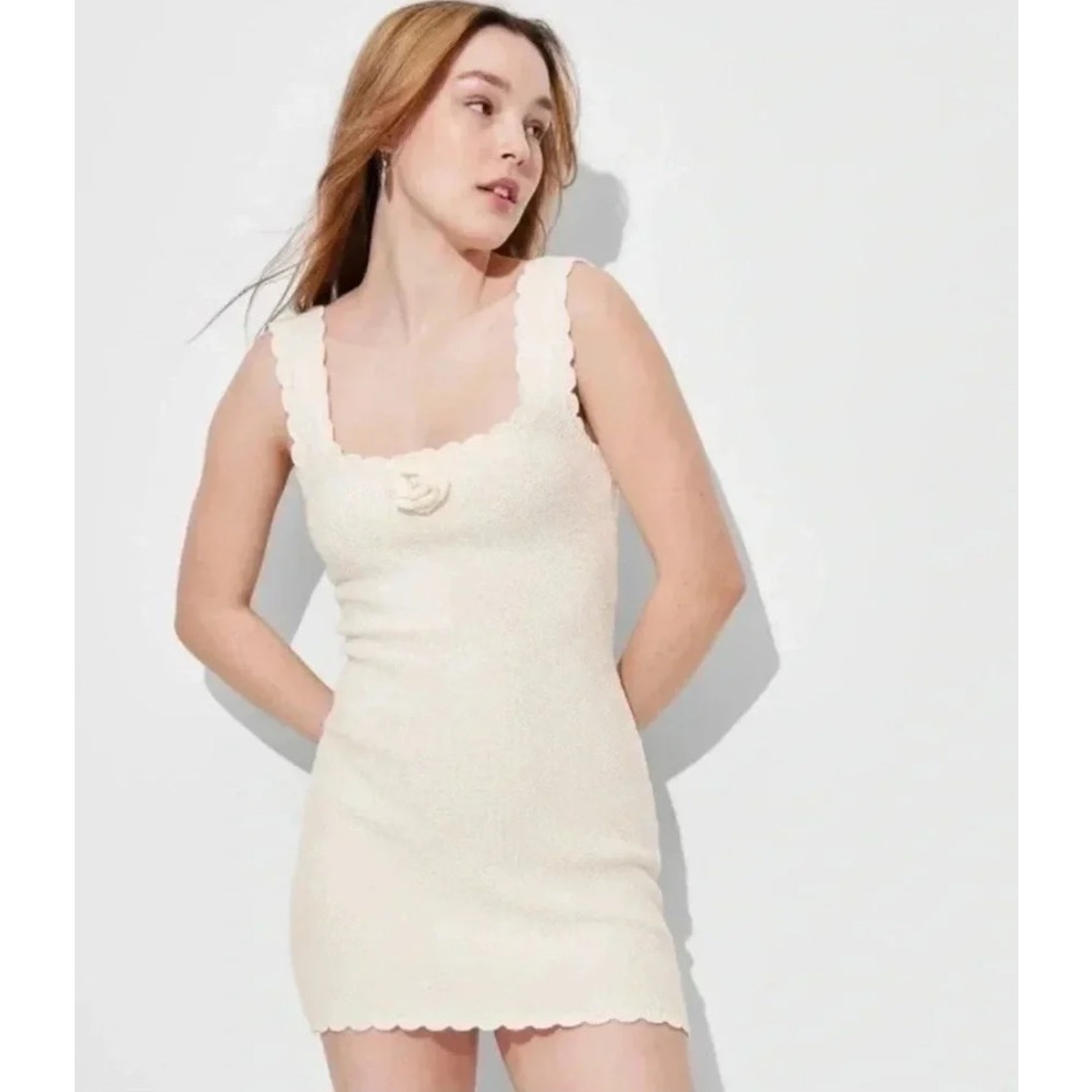Wild Fable Romantic Festival Rosette Fitted Fairy Sweater Mini Tank Dress